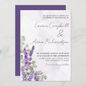 Rustige Waterverf Lavender & Eucalyputus Wedding Kaart (Voorkant / Achterkant)