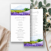Rustige Waterverf Lavender Fields Wedding Programm Bedankkaart
