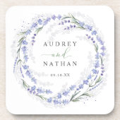 Rustige Waterverf Lavender Paarse Wreath Wedding Bier Onderzetter (Voorkant)