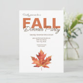 Rustige Waterverf Leaf Herfst Dinner Party Kaart (Staand voorkant)