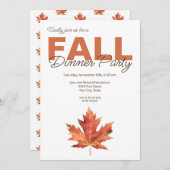 Rustige Waterverf Leaf Herfst Dinner Party Kaart (Voorkant / Achterkant)