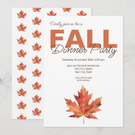 Rustige Waterverf Leaf Herfst Dinner Party Kaart