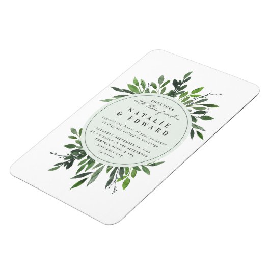  rustige waterverf leafy lijst bruiloft magneet (Linkerzijde)