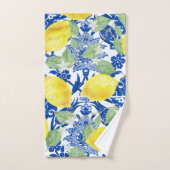 Rustige Waterverf Lemons & Blue Floral Bad Handdoek (Handdoek)