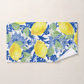 Rustige Waterverf Lemons & Blue Floral Bad Handdoek (Handdoek)