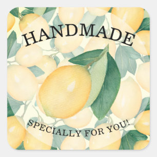 Rustige Waterverf Lemons HANDMADE Vierkante Sticker