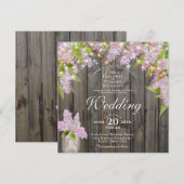 Rustige Waterverf Lilacs Barn Wood Square Weddensc Kaart (Voorkant / Achterkant)