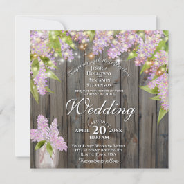 Rustige Waterverf Lilacs Barn Wood Square Weddensc Kaart