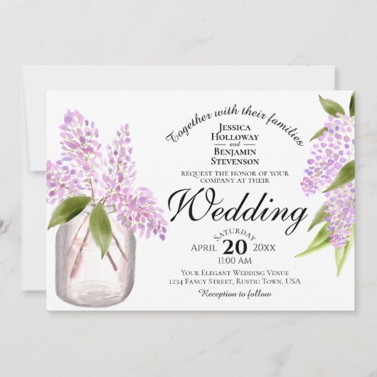 Rustige Waterverf Lilacs Beauful Spring Wedding Kaart (Voorkant)