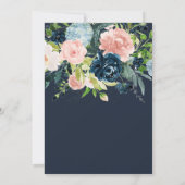 Rustige Waterverf marine blush Gold Floral Wedding Kaart (Achterkant)