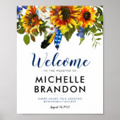 Rustige Waterverf marine Sunflower Wedding Welcome Poster (Voorkant)