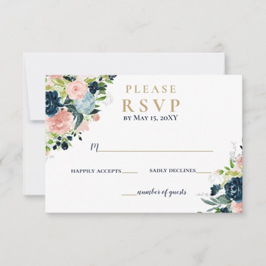 Rustige Waterverf marinescheepvaart - goudbloedige RSVP Kaartje (Voorkant)