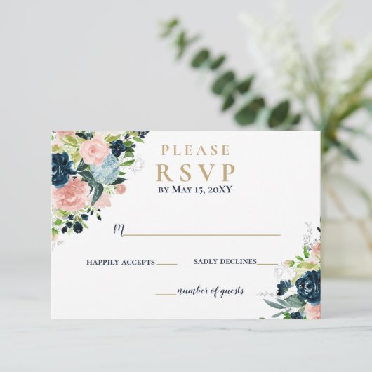 Rustige Waterverf marinescheepvaart - goudbloedige RSVP Kaartje (Staand voorkant)