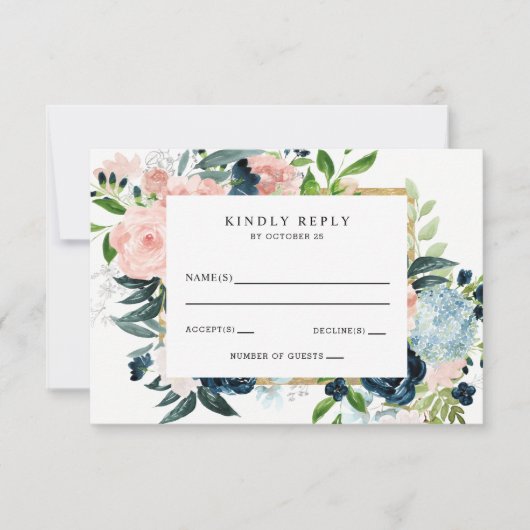 Rustige Waterverf marinescheepvaart - goudbloedige RSVP Kaartje (Voorkant)