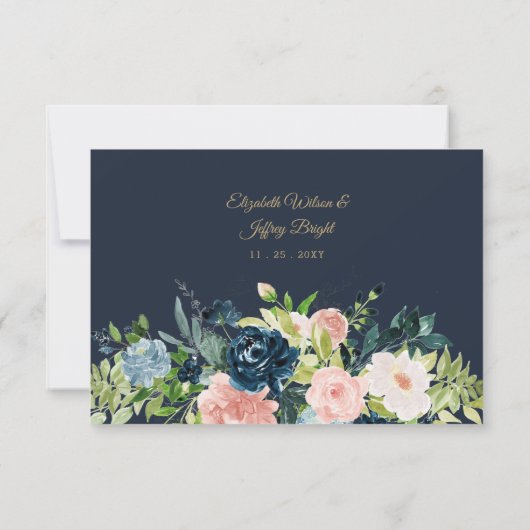 Rustige Waterverf marinescheepvaart - goudbloedige RSVP Kaartje (Achterkant)