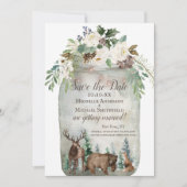 Rustige Waterverf Mason Jar Save the Date (Voorkant)