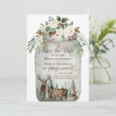 Rustige Waterverf Mason Jar Save the Date (Staand voorkant)