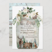 Rustige Waterverf Mason Jar Save the Date (Voorkant / Achterkant)