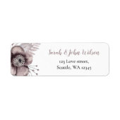 Rustige Waterverf Mauve Floral Botanical Wedding Etiket (Voorkant)