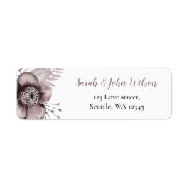 Rustige Waterverf Mauve Floral Botanical Wedding Etiket