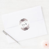 Rustige Waterverf Mauve Floral Botanical Wedding Ronde Sticker (Envelop)