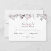 Rustige Waterverf Mauve Floral Botanical Wedding RSVP Kaartje (Voorkant)