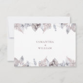 Rustige Waterverf Mauve Floral Botanical Wedding RSVP Kaartje (Achterkant)