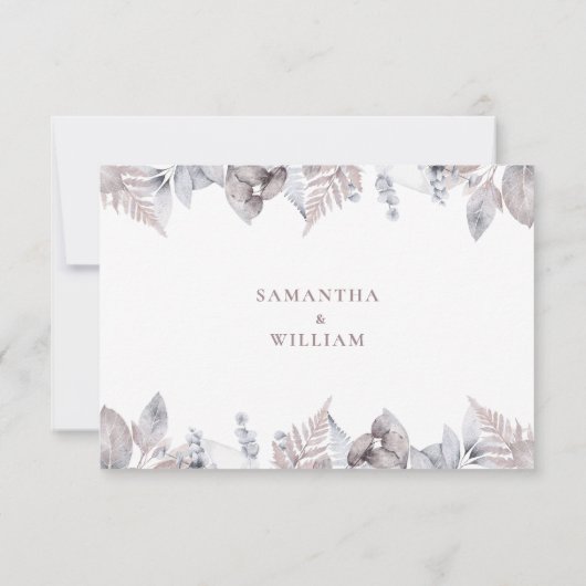 Rustige Waterverf Mauve Floral Botanical Wedding RSVP Kaartje (Achterkant)