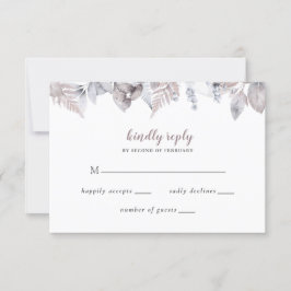 Rustige Waterverf Mauve Floral Botanical Wedding RSVP Kaartje