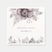 Rustige Waterverf Mauve Floral Botanical Wedding Servet (Voorkant)