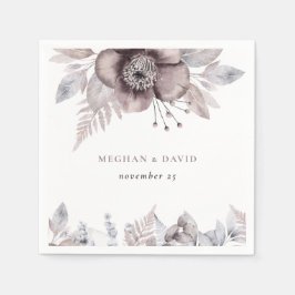 Rustige Waterverf Mauve Floral Botanical Wedding Servet