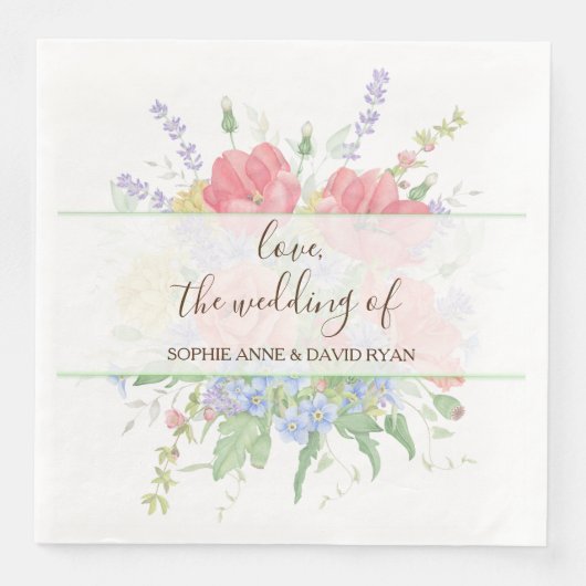 Rustige Waterverf Meadow Wilde Flowers Weddenschap Servet (Voorkant)