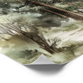 Rustige Waterverf Meer Bos Bruiloft Welkom Bord Poster (Hoek)