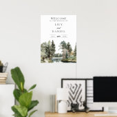 Rustige Waterverf Meer Bos Bruiloft Welkom Bord Poster (Thuiskantoor)
