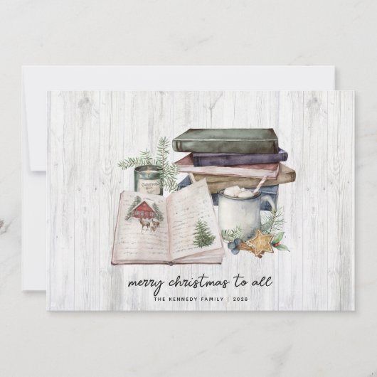 Rustige Waterverf met kerst met witte kerst Feestdagenkaart (Voorkant)