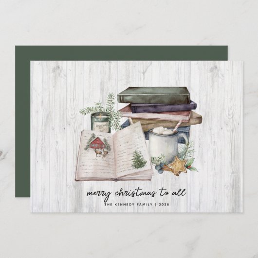 Rustige Waterverf met kerst met witte kerst Feestdagenkaart (Voorkant / Achterkant)