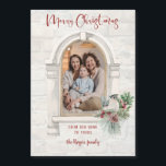 Rustige Waterverf met kerstfoto<br><div class="desc">Warm,  bijtende boerenachtige,  slimme waterverf kozen ramen sjabloon met subtiele stenen achtergrond,  met zoete wintervogels en evergroene takken die op de ramen liggen. Bevat ook aangepaste kalligrafiemanuscript red "Merry Kerstmis" typografie en bewerkbare tekstvelden.</div>