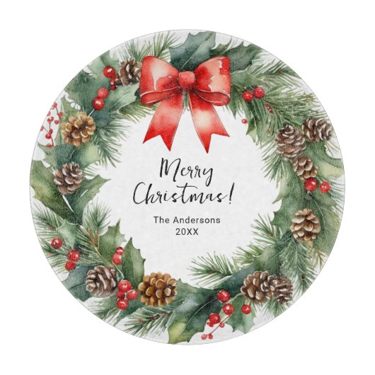 Rustige Waterverf met prettige kerst Snijplank (Voorkant)