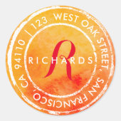 Rustige Waterverf Monogram | Rond adres Ronde Sticker (Voorkant)
