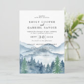 Rustige Waterverf mountain Forest Wedding Kaart (Staand voorkant)