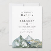 Rustige Waterverf mountain Forest Wedding Kaart (Voorkant)