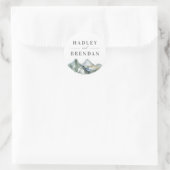 Rustige Waterverf mountain Forest Wedding Ronde Sticker (Tas)