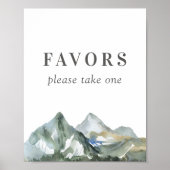 Rustige Waterverf mountain Wedding Favors Sign Poster (Voorkant)