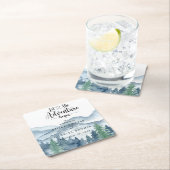 Rustige Waterverf Mountain Wedding Kartonnen Onderzetters (Insitu)