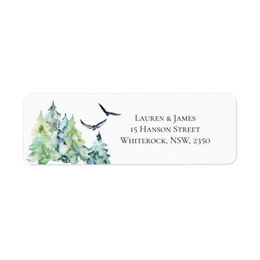 Rustige Waterverf Mountains Return Address Label (Voorkant)