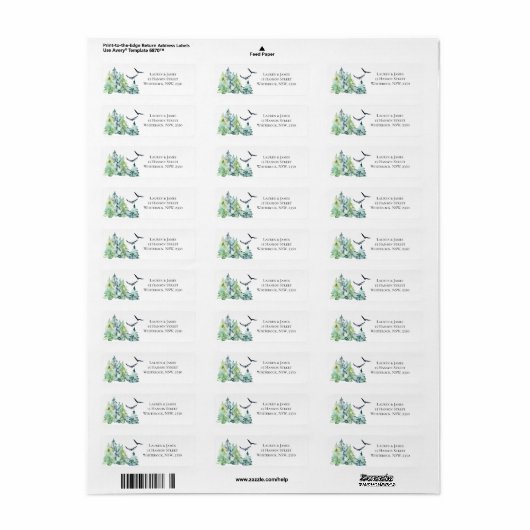 Rustige Waterverf Mountains Return Address Label (Full Sheet)
