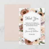 Rustige Waterverf Neutral Boho Floral Wedding Bedankkaart (Voorkant / Achterkant)