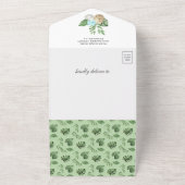 Rustige Waterverf Oerwoud Cute Dinosaur Baby showe All In One Uitnodiging (Buitenkant)