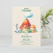 Rustige Waterverf Oerwoud Cute Dinosaur Baby showe Kaart (Staand voorkant)