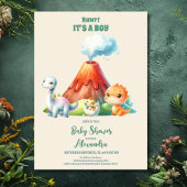 Rustige Waterverf Oerwoud Cute Dinosaur Baby showe Kaart